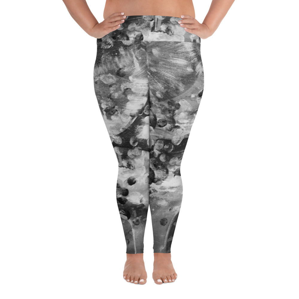 NOT Boring Neutral Black & White Dotted All-Over Print Plus Size Leggings