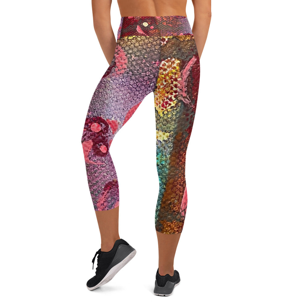 "Secret Code" All Over Print Yoga Capri Leggings
