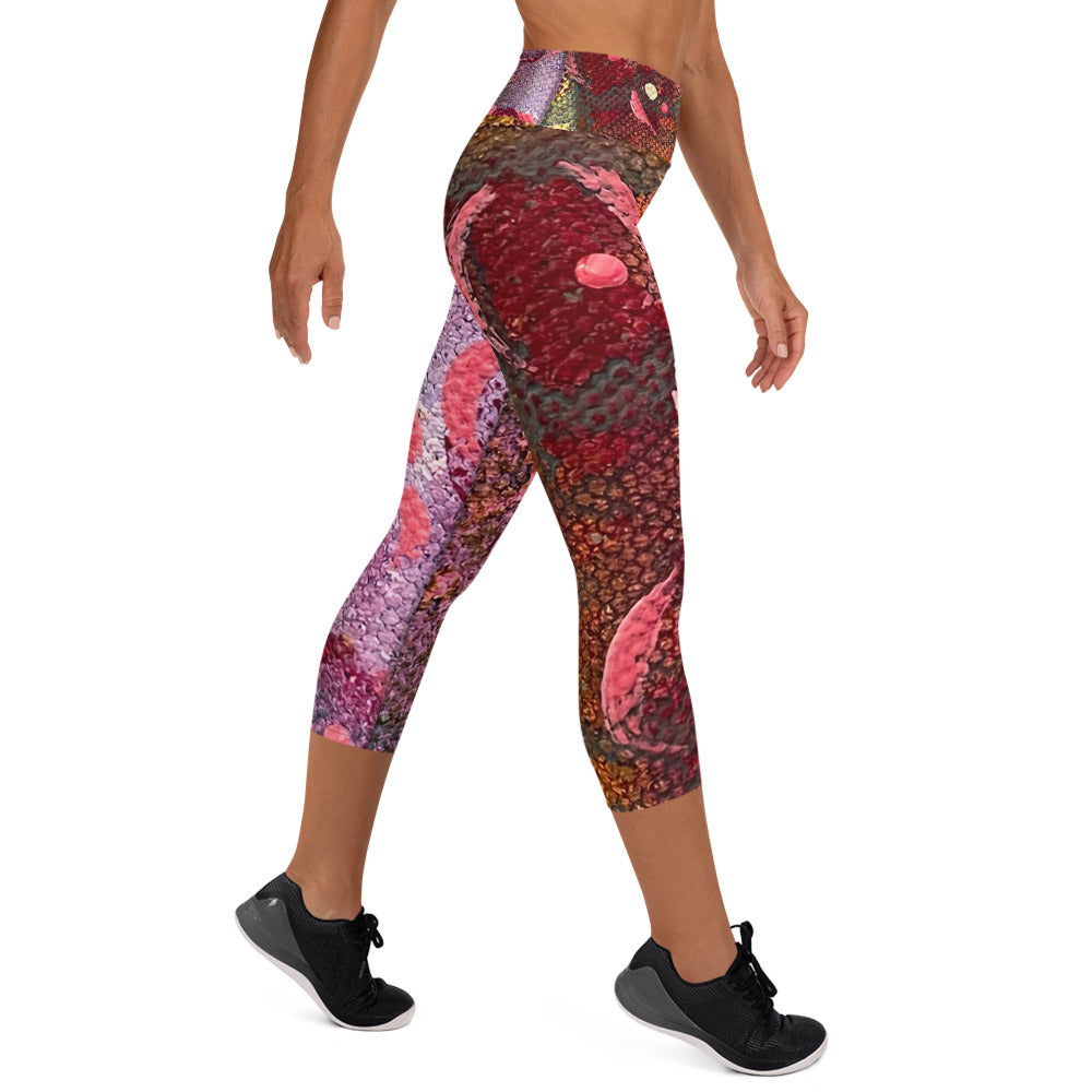 "Secret Code" All Over Print Yoga Capri Leggings