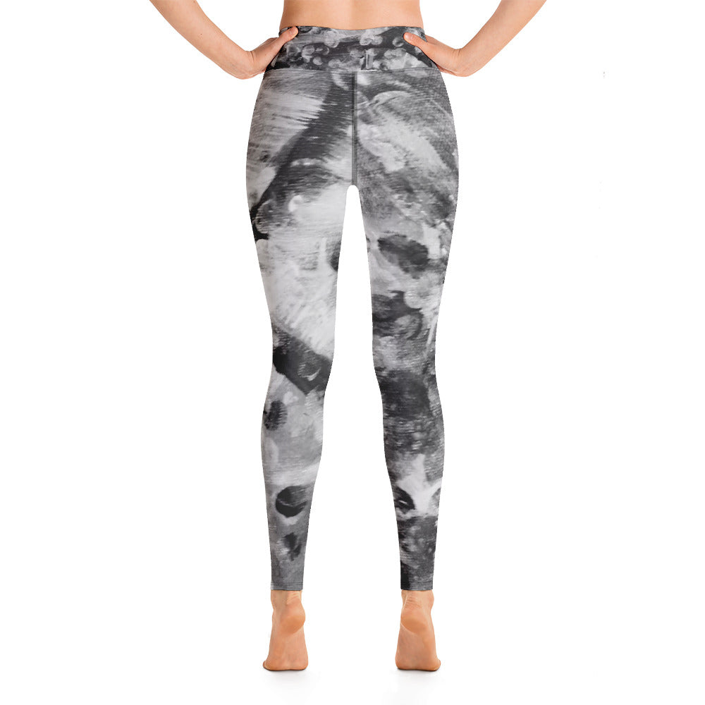 NOT Boring Neutral Black & White Dotted, All Over Print Yoga Leggings