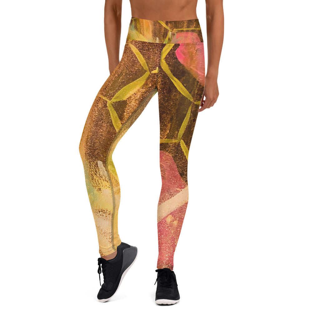 Honey Comb Allover Print Yoga Leggings