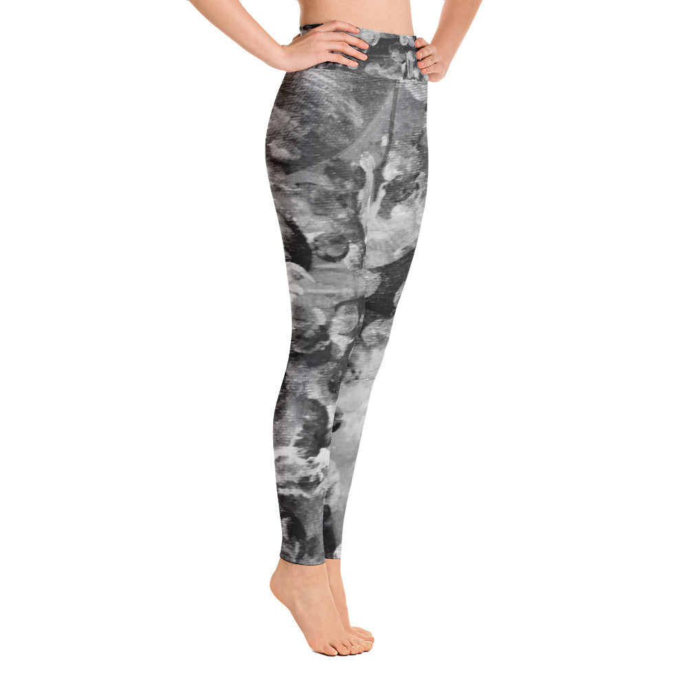 NOT Boring Neutral Black & White Dotted, All Over Print Yoga Leggings