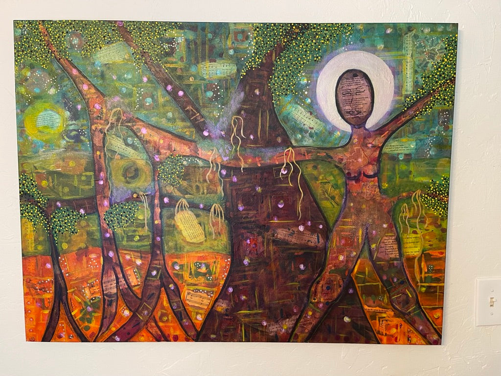 The Hopeful Tree Woman, an original mixed media art piece
