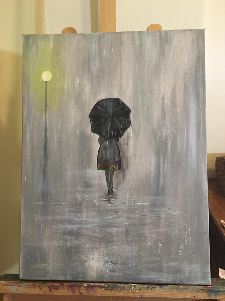 "The Rain" original acrylic on canvas by August Venuh