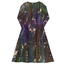 Load image into Gallery viewer, Starry Night All-over print long sleeve midi dress
