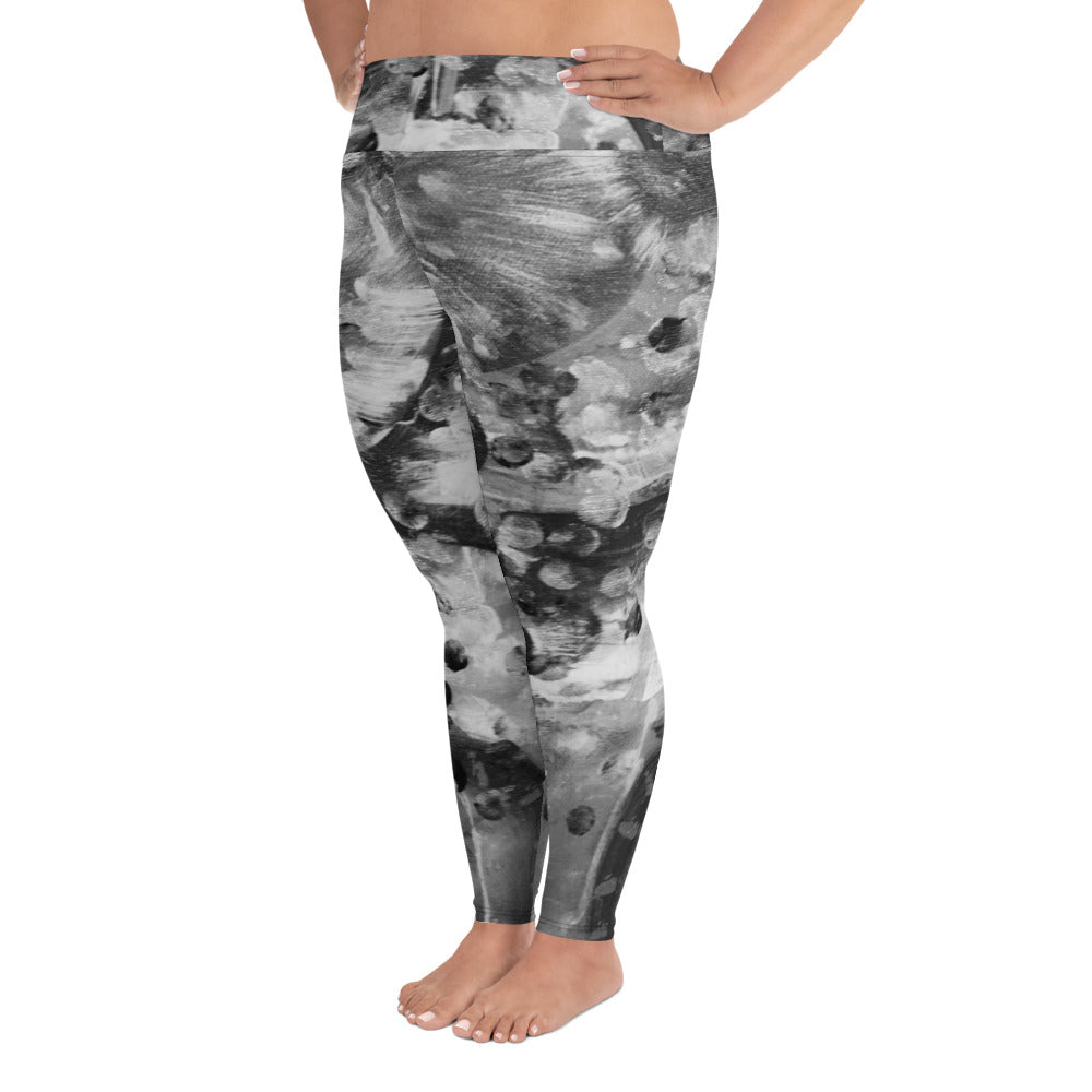 NOT Boring Neutral Black & White Dotted All-Over Print Plus Size Leggings