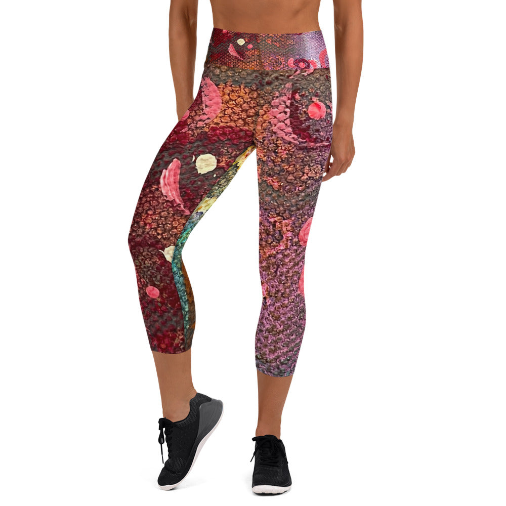 "Secret Code" All Over Print Yoga Capri Leggings