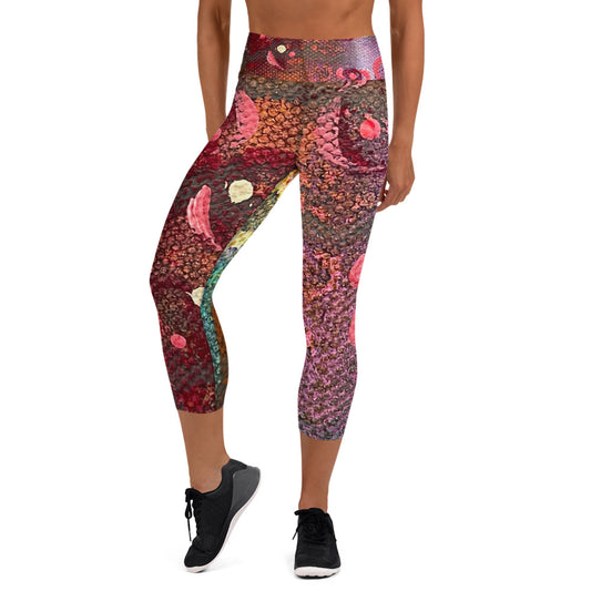 "Secret Code" All Over Print Yoga Capri Leggings