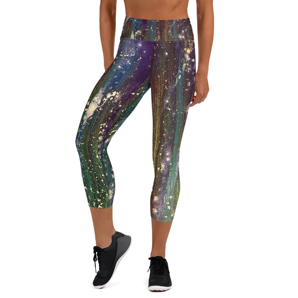 Starry Night Allover Print Yoga Capri Leggings