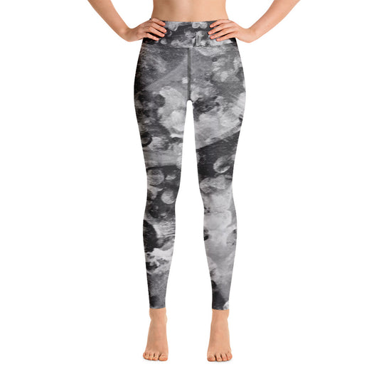 NOT Boring Neutral Black & White Dotted, All Over Print Yoga Leggings