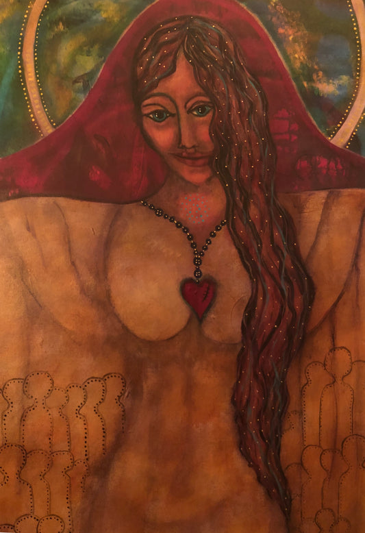 "Our Lady of Fierce Compassion" Original Artwork, Magdalene, Divine Feminine, Matted Art Print.