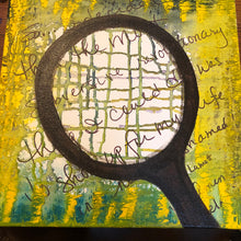 Load image into Gallery viewer, &quot;Reflections&quot; original mixed media work. Old-fashioned hand mirror and buttons.

