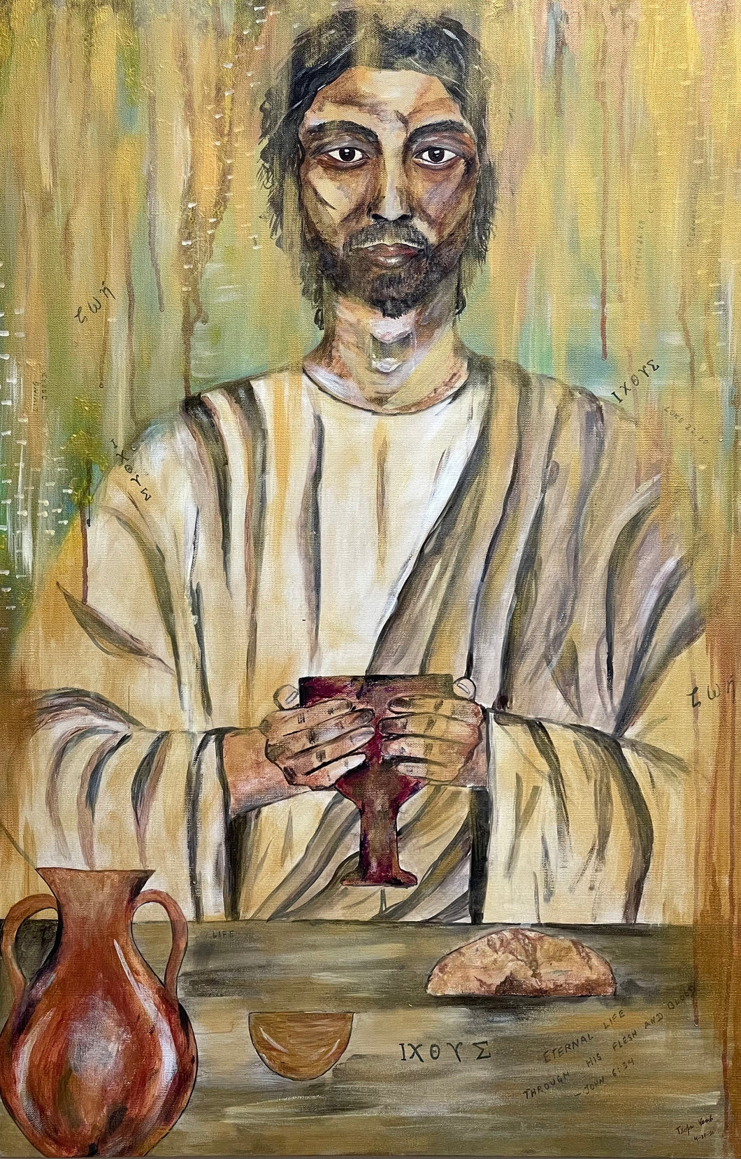Communion — Original painting of Jesus Christ by August Venuh