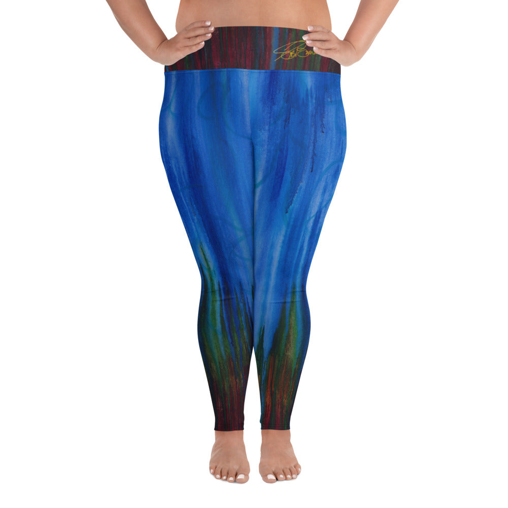 Anointing Blue-Red All-Over Print Plus Size Leggings