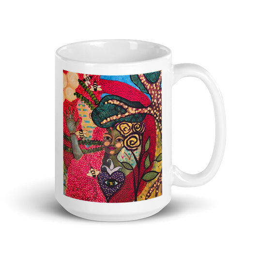 "Bee 1 of 5" White glossy mug